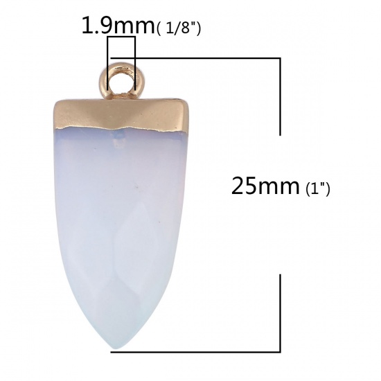 Picture of (Grade A) Opal ( Synthetic ) Charms Gold Plated White Drop Faceted 25mm x 11mm, 1 Piece
