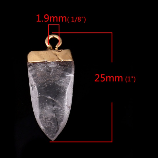Picture of (Grade A) Crystal ( Natural ) Charms Gold Plated White Drop 25mm x 11mm, 1 Piece