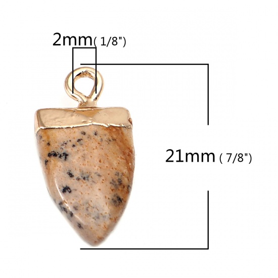 Picture of (Grade A) Arkose ( Natural ) Charms Gold Plated Brown Drop 21mm x 10mm, 1 Piece