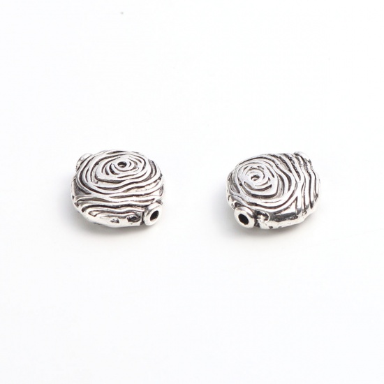 Picture of Zinc Based Alloy Spacer Beads Round Antique Silver Color Carved Pattern About 15mm x 14mm, Hole: Approx 1.7mm, 20 PCs