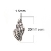 Image de Perles en Alliage de Zinc Escargot de Mer Argent Vieilli Émail 20mm x 11mm, Trou: env. 1.5mm, 20 Pcs