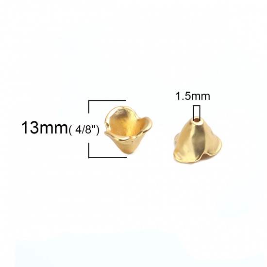 Bild von Zinklegierung Zwischenperlen Spacer Perlen Blumen Vergoldet ca. 13mm x 10mm, Loch:ca. 1.5mm, 5 Stück