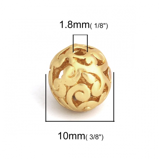 Picture of Zinc Based Alloy Spacer Beads Round Matt Gold Filigree About 10mm Dia., Hole: Approx 1.8mm, 5 PCs