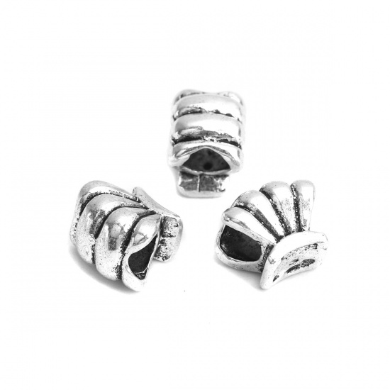 Picture of Zinc Based Alloy Spacer Beads Scallop Antique Silver About 11mm x 10mm, Hole: Approx 5mm, 5 PCs