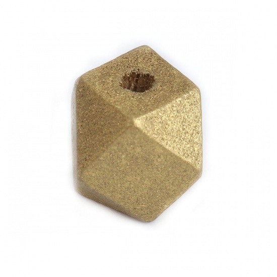 Picture of Wood Spacer Beads Geometric Olive Green Faceted About 12mm x 12mm, Hole: Approx 3mm, 50 PCs