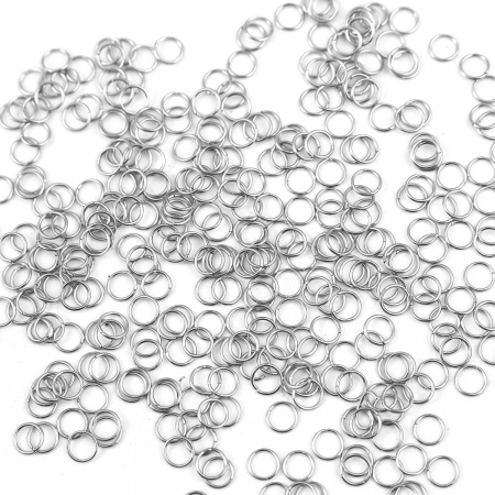 Immagine di 1000 Pz 3.5mm Dia, 0.4mm(26 misura) Acciaio Inossidabile Aperto Stile Anello di Salto Tono Argento Tondo