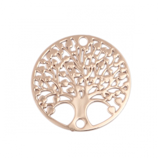 Picture of Brass Filigree Stamping Connectors Round KC Gold Plated Tree of Life 20mm Dia., 10 PCs                                                                                                                                                                        