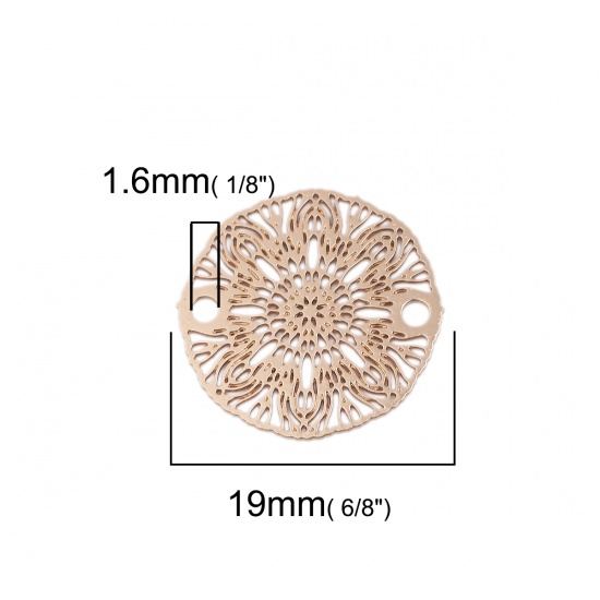 Picture of Brass Filigree Stamping Connectors Flower KC Gold Plated 19mm Dia., 10 PCs                                                                                                                                                                                    