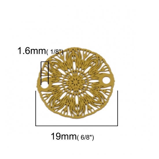 Picture of Brass Filigree Stamping Connectors Flower Yellow-green 19mm Dia., 10 PCs                                                                                                                                                                                      