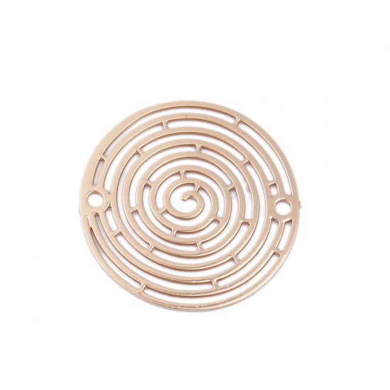 Picture of Copper Filigree Stamping Connectors Round KC Gold Plated Spiral 18mm Dia., 10 PCs