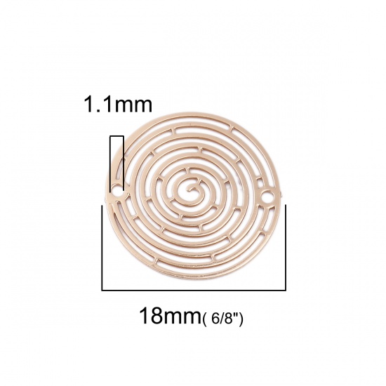 Picture of Brass Filigree Stamping Connectors Round KC Gold Plated Spiral 18mm Dia., 10 PCs                                                                                                                                                                              
