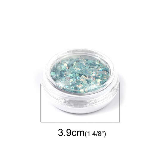 Picture of PVC Resin Jewelry Craft Filling Material Green Blue Sequins AB Color 39mm Dia., 2 PCs