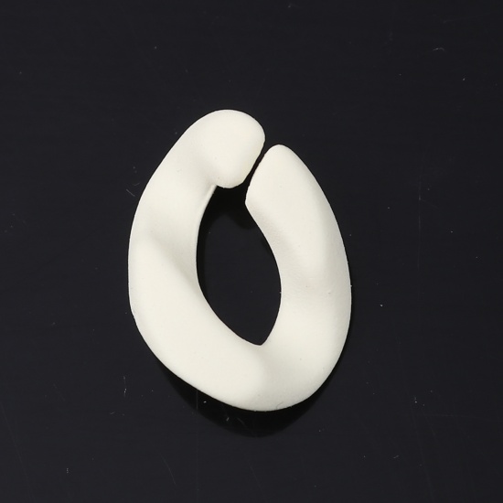 Immagine di Acrilato Imitazione di Gomma Connettore Accessori Ovale Bianco Aperto 24mm x 17mm, 10 Pz