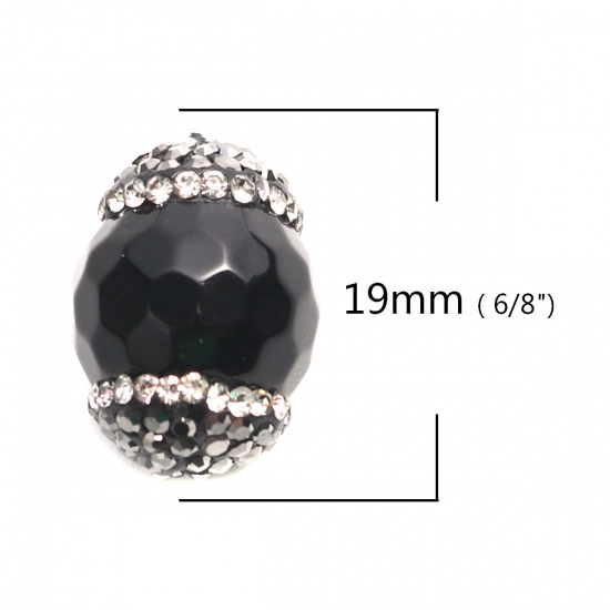 Immagine di (Grado A) Agata ( Naturale ) Perline Tondo Nero Come 19mm x 14mm, Foro: Circa 1.4mm, 1 Pz