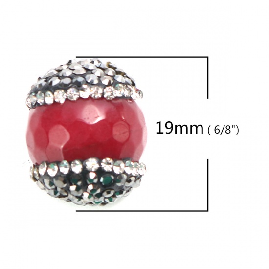 Immagine di (Grado A) Agata ( Naturale ) Perline Tondo Rosso Nero & Trasparente Strass Come 19mm x 14mm, Foro: Circa 1mm, 1 Pz