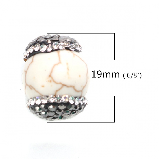 Immagine di (Grado A) Agata ( Naturale ) Perline Tondo Bianco Nero & Trasparente Strass Come 19mm x 14mm, Foro: Circa 1mm, 1 Pz