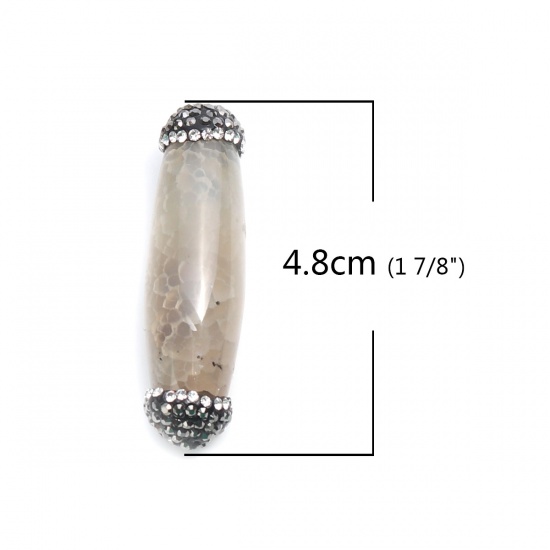 Immagine di (Grado A) Agata ( Naturale ) Perline Cilindrico Grigio Bianco Come 4.8cm x 1.3cm, Foro: Circa 1mm, 1 Pz