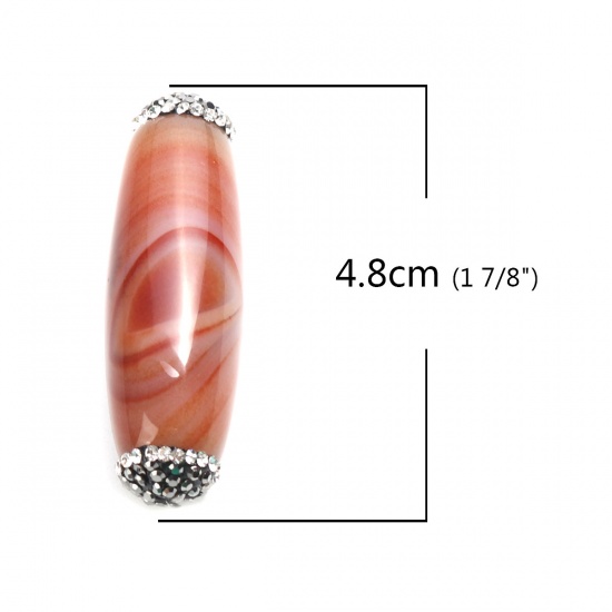 Immagine di (Grado A) Agata ( Naturale ) Perline Cilindrico Marrone Nero & Trasparente Strass Come 4.8cm x 1.3cm, Foro: Circa 1mm, 1 Pz