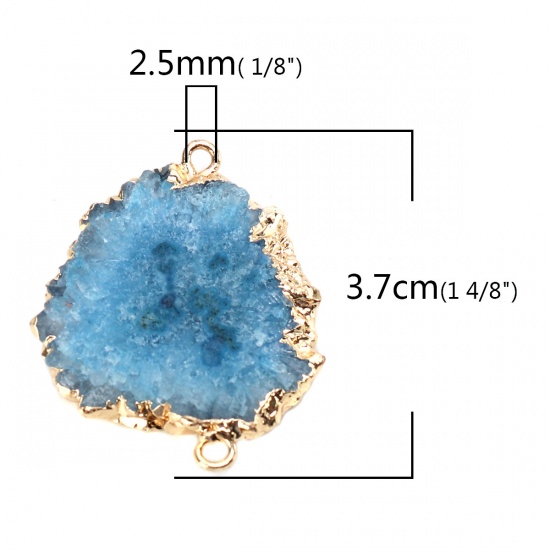 Image de (Classement A) Connecteurs en Agate ( Naturel ) Irrégulier Bleu 37mm x 29mm, 1 Pièce