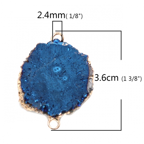 Image de (Classement A) Connecteurs en Cuivre + Agate ( Naturel ) Ovale Bleu 3.6cm x 2.6cm, 1 Pièce
