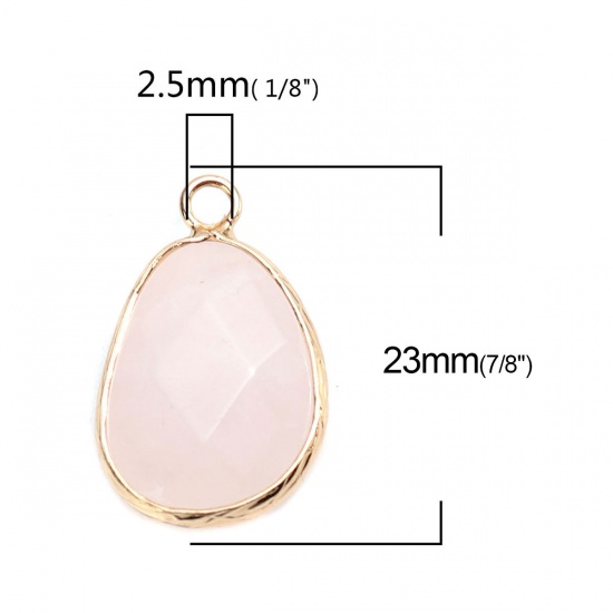 Picture of (Grade A) Crystal ( Natural ) Charms Gold Plated Light Pink Drop 23mm x 15mm, 1 Piece