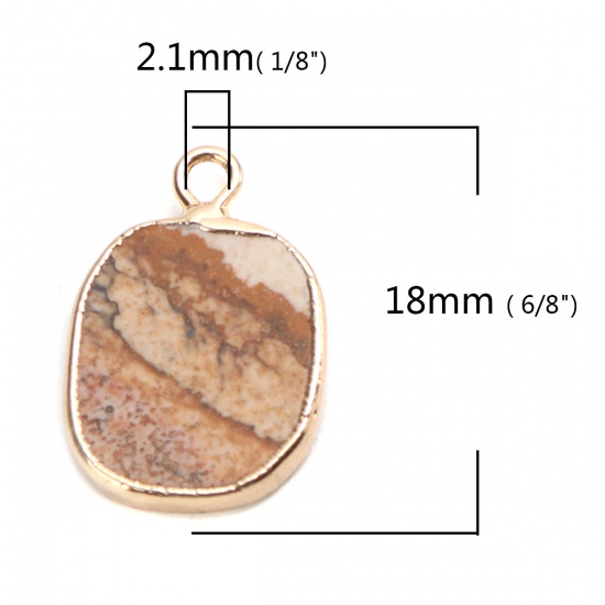Picture of (Grade A) Stone ( Natural ) Charms Gold Plated Brown Irregular 18mm x 12mm, 5 PCs