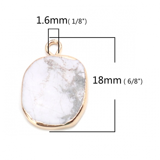 Picture of (Grade A) Copper & Howlite ( Natural ) Charms Gold Plated White Irregular 18mm x 12mm, 1 Piece