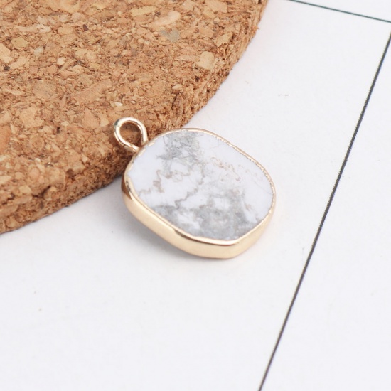 Picture of (Grade A) Copper & Howlite ( Natural ) Charms Gold Plated White Irregular 18mm x 12mm, 1 Piece