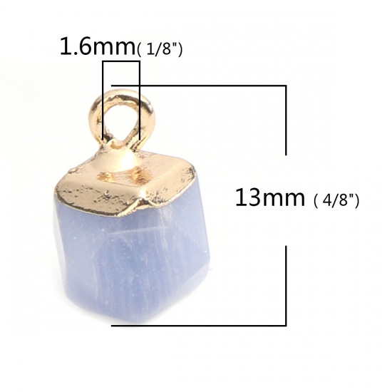 Bild von Kupfer + Glas Charms Zylinder Vergoldet Hellblau 13mm x 10mm, 1 Stück
