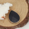 Picture of (Grade A) Blue Sand Stone ( Natural ) Pendants Gold Plated Blue Black Drop 3cm x 1.9cm, 1 Piece