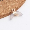 Picture of (Grade A) Copper & Agate ( Natural ) Charms Half Moon Gold Plated French Gray 16mm x 12mm, 1 Piece