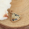 Picture of (Grade A) Stone ( Natural ) Charms Gold Plated Khaki Triangle Spot 16mm x 11mm, 1 Piece