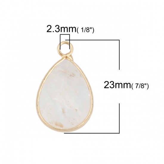 Immagine di (Grado A) Quarzo ( Naturale ) Charms Oro Placcato Trasparente Goccia 23mm x 14mm, 1 Pz