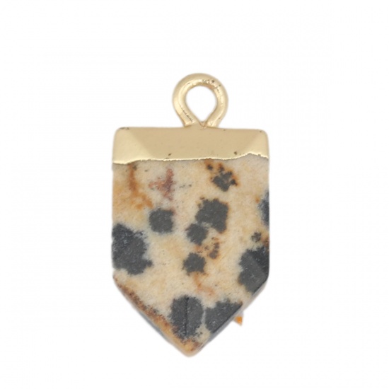 Picture of Stone ( Natural ) Charms Gold Plated Khaki Irregular Spot 19mm x 11mm, 1 Piece