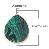 Image de (Classement B) Pendentifs en Malachite ( Naturel ) Goutte d'Eau Doré Noir & Vert Rayées 45mm x 34mm, 1 Pièce