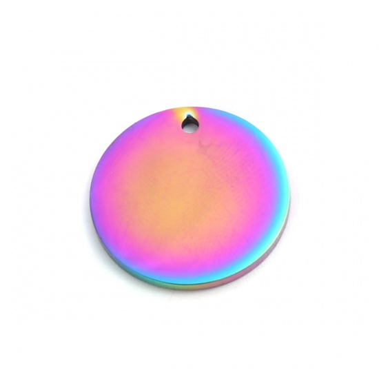 Picture of 304 Stainless Steel Charms Rainbow Color Plated Round 19mm Dia., 2 PCs