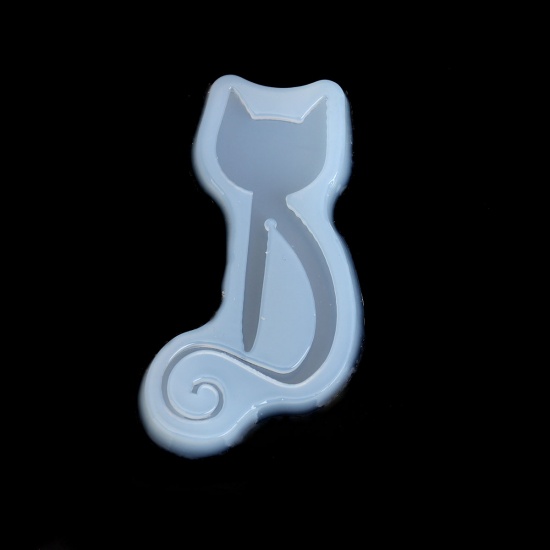 Immagine di Silicone Muffa della Resina per Gioielli Rendendo Segnalibro Bianco Gatto 70mm x 40mm, 2 Pz