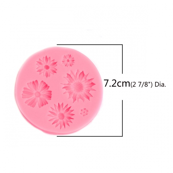 Immagine di Silicone Muffa della Resina per Gioielli Rendendo Tondo Rosa Fiore 7.2cm Dia. 1 Pz