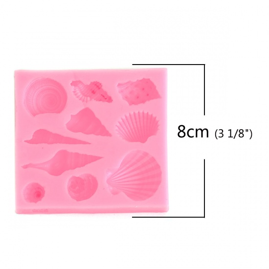 Image de Moule en Silicone Rectangle Rose Coquilles 8cm x 7.5cm, 1 Pièce
