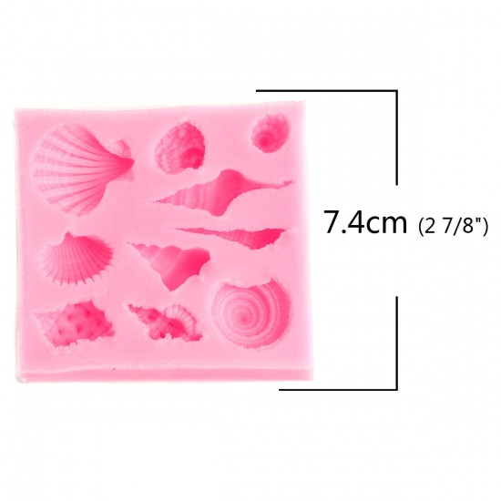 Immagine di Silicone Muffa della Resina per Gioielli Rendendo Rettangolo Rosa Conchiglia 7.4cm x 6.8cm, 1 Pz