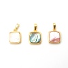 Picture of Natural Shell & Copper Charms Gold Plated Square White Crack 19mm x 12mm, 1 Piece