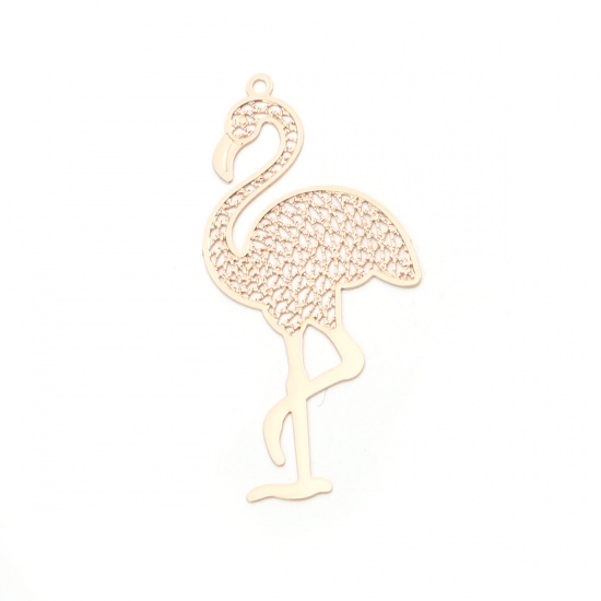 Imagen de Latón Colgantes Chapado en Oro Flamenco Filigrana Estampación 4.4cm x 2.2cm, 10 Unidades