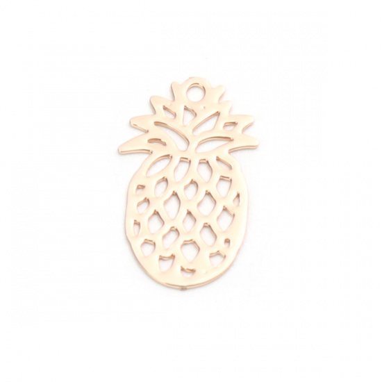 Picture of Brass Charms Gold Plated Pineapple/ Ananas Fruit Filigree Stamping 15mm x 9mm, 50 PCs                                                                                                                                                                         