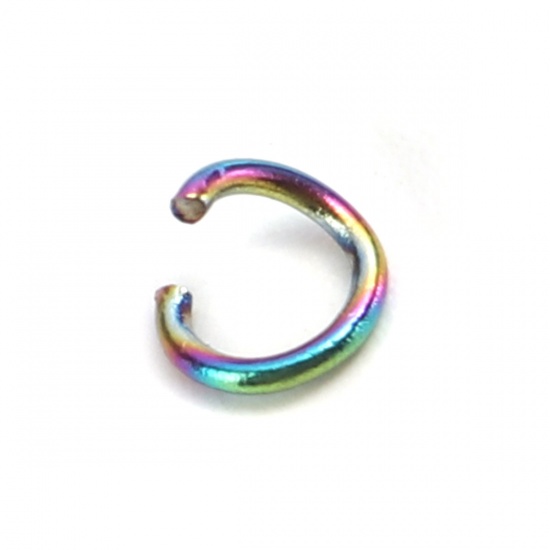 Bild von 0.8mm 304 Edelstahl Offen Bindering Rund Regenbogenfarbe Plattiert 5mm D., 1 Packung (ca. 100 Stück/Packung)