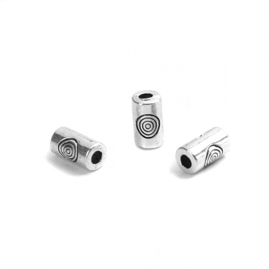 Picture of Zinc Based Alloy Spacer Beads Cylinder Antique Silver Color Circle About 6mm x 3mm, Hole: Approx 1.2mm, 500 PCs