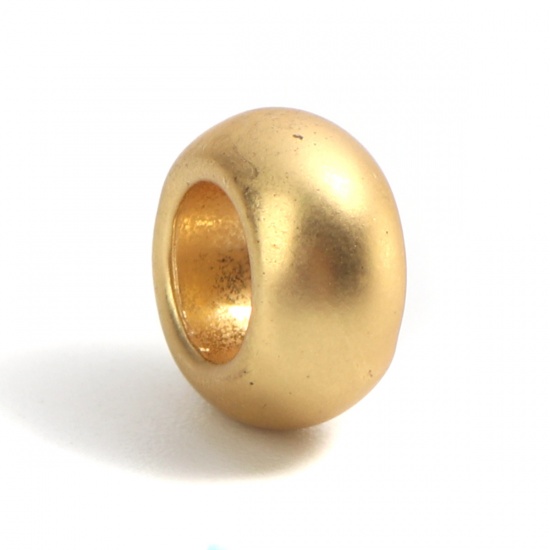 Bild von Zinklegierung Zwischenperlen Spacer Perlen Rund Matt Gold ca. 10mm D., Loch:ca. 5.6mm, 10 Stück