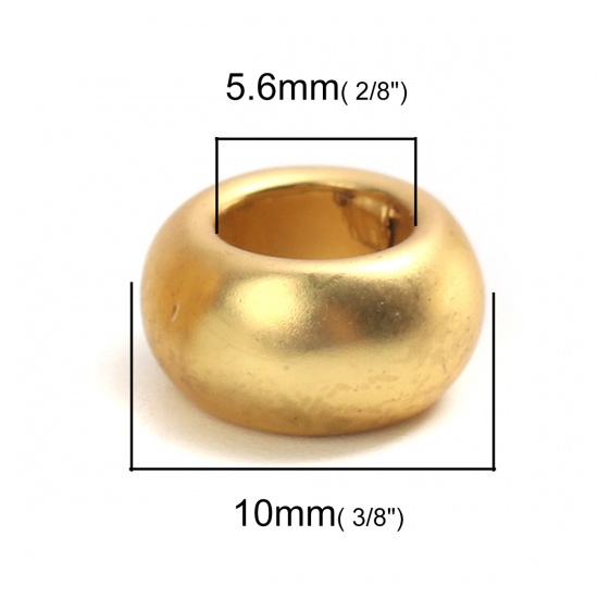 Bild von Zinklegierung Zwischenperlen Spacer Perlen Rund Matt Gold ca. 10mm D., Loch:ca. 5.6mm, 10 Stück