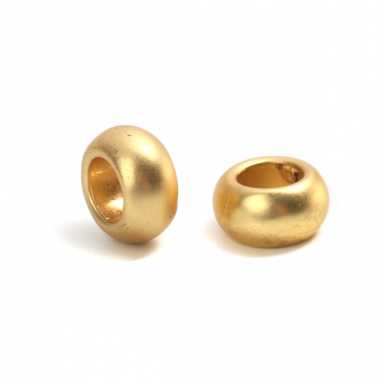 Picture of Zinc Based Alloy Spacer Beads Round Matt Gold About 10mm Dia., Hole: Approx 5.6mm, 10 PCs