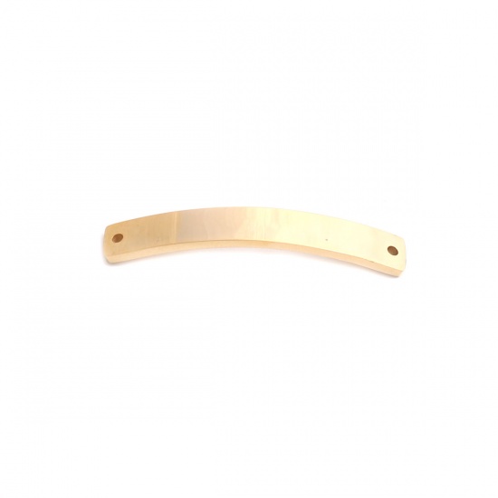 Picture of 304 Stainless Steel Connectors Rectangle Gold Plated Curve 3.9cm x 0.6cm, 2 PCs