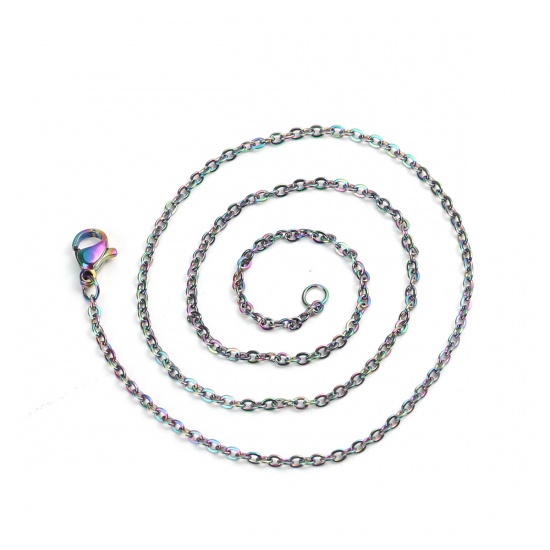 Imagen de Acero Inoxidable Cable Cadena Cruz Collares Multicolor 40cm longitud, Cadena: 2.6x2mm, 1 Unidad
